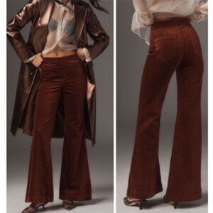 NWT Anthropologie Pilcro Corduroy Velvet Pull-On High Rise Wide Trouser Pant 25